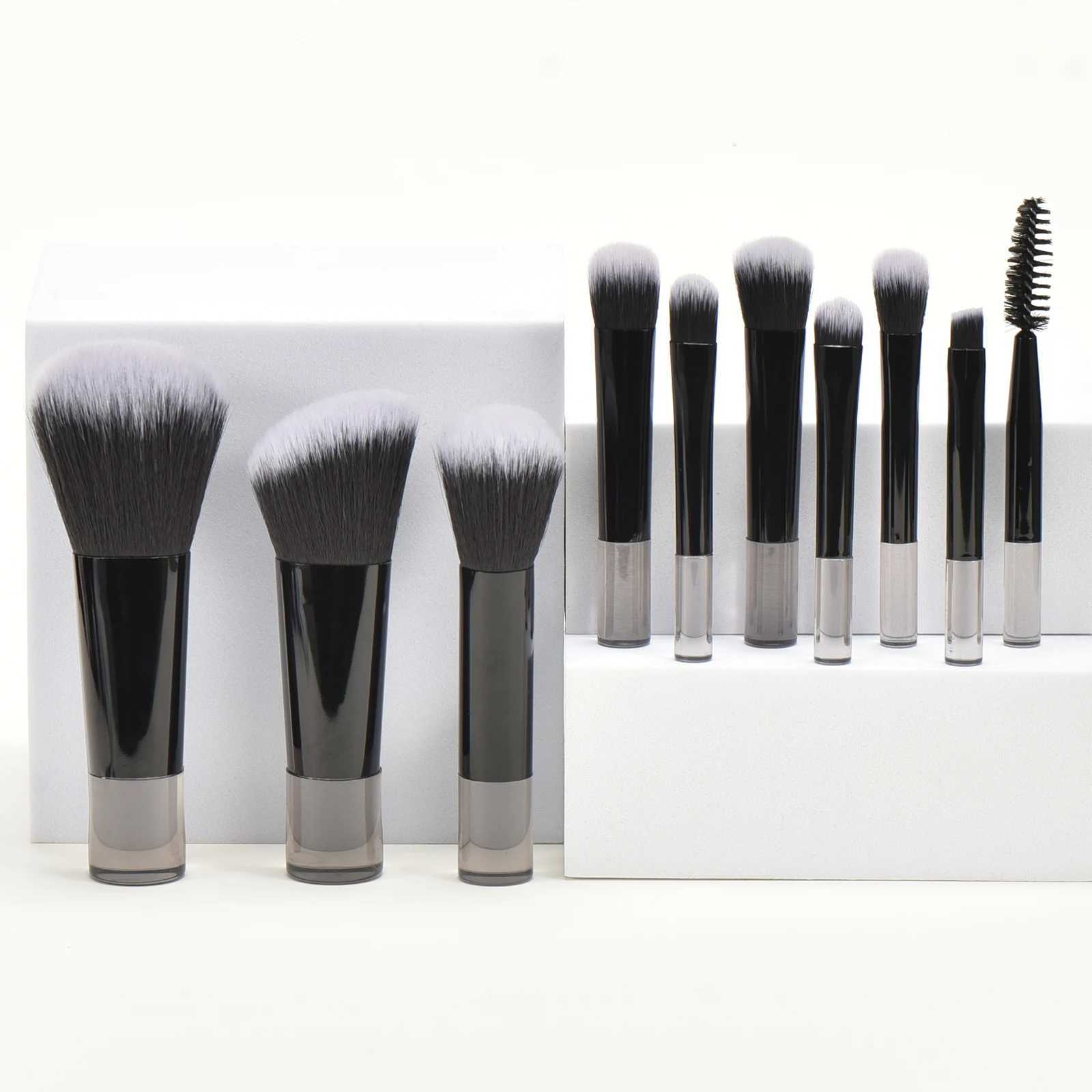10 Black Mini Makeup Brushes Travel Portable Makeup Tool Makeup Puff - Palm Brush Professional Makeup Tool SetXJ2500716