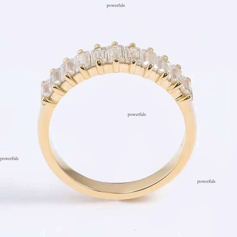 Baguette Cut Moissanite Engagement Ring Dia Eternity Wedding Yellow Band 14k Gold Rings for Women