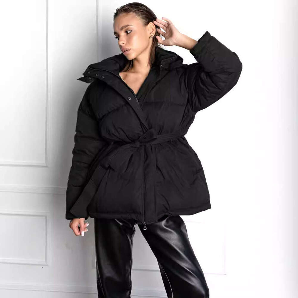 New Women's Hooded Cotton Jacket, Stylish Thickened Warm Versatile Zipper Puffer Jacket B5
