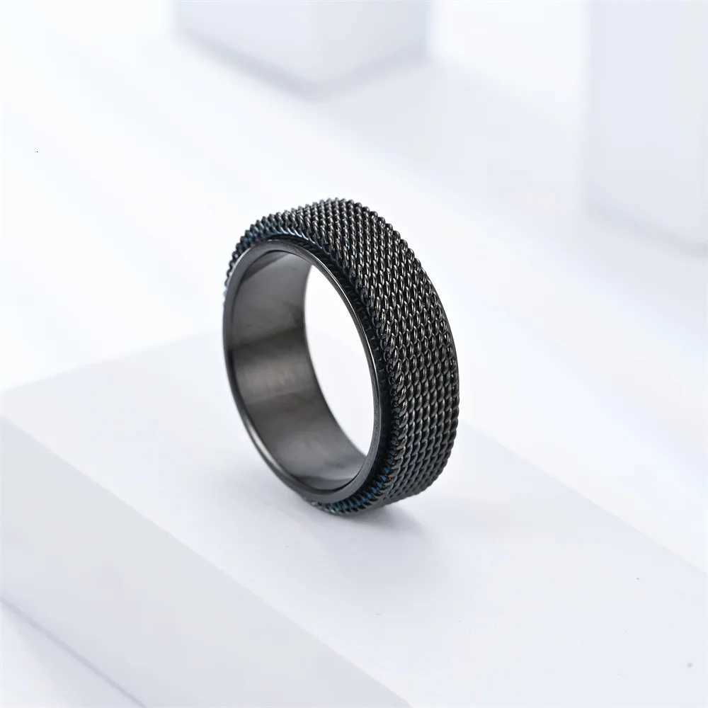 Anti-Stress Rotating Mesh Chain MenS Finger Ring Anxiety Relief Spinning Metal Spinner Fidget Ring Trendy Jewelry Anillos S250716