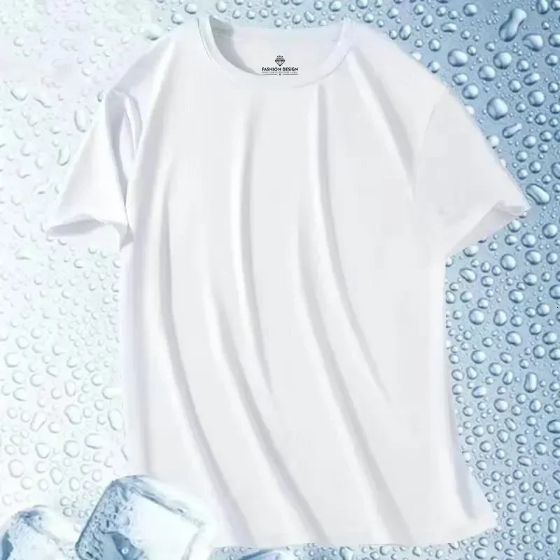 Mens T-shirts Summer Cooling Ice Silk T-shirts For Men Short Sleeve Breathable Fitness Sports Shirt Quick Dry Running Clothing 250715