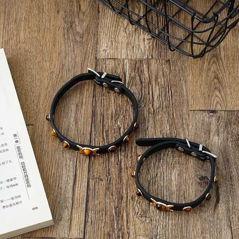 Soft Leather Cat Collar Fashion Tiger Eyes Decoration Puppy Neck Strap Kitten Necklace Accessories Cat Supplies XS/S/M Chihuahua LL250716