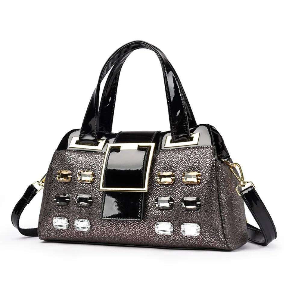 2 layer Large Capacity Tote Handbags Women Bags Designer Bright dia Ladies Boston Shoulder Bag High Quality Sac