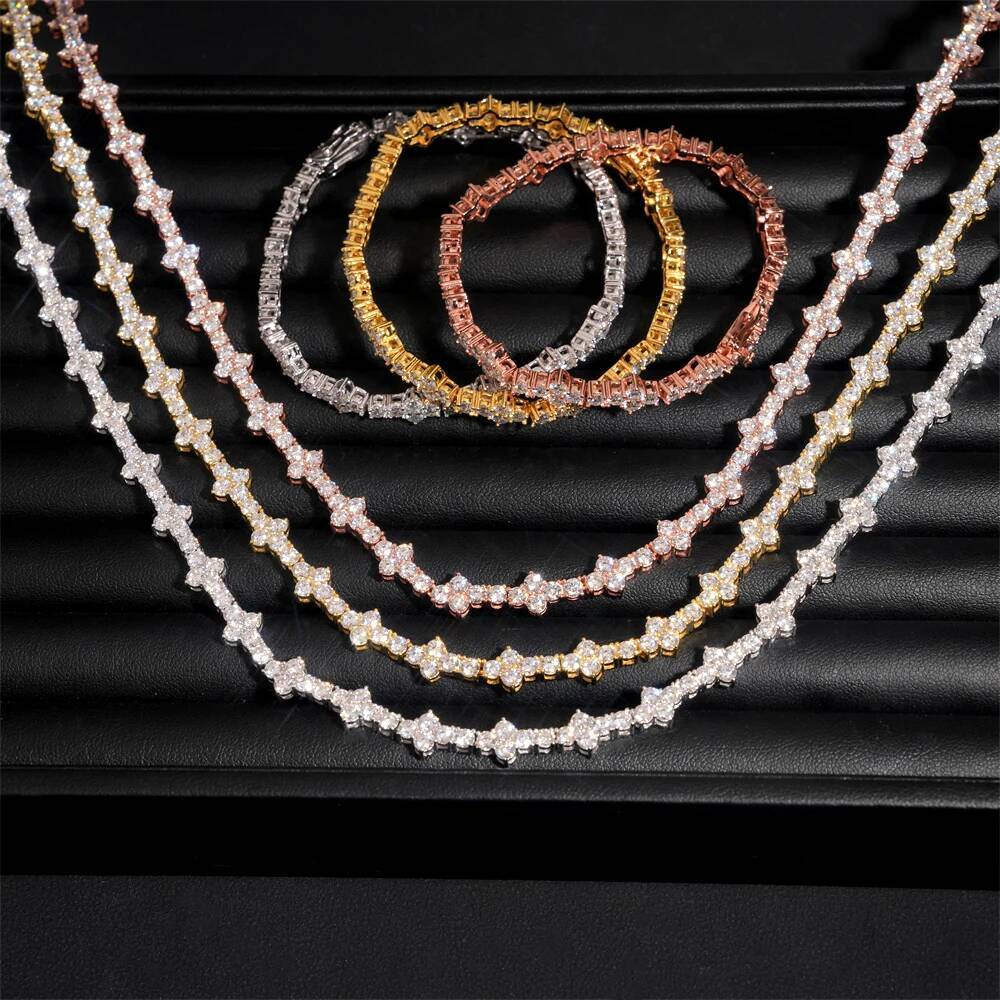925 Silver 3mm D Color Moissanite Tennis Chain Hip Hop Men Women Bracelet Necklace With Certificate
