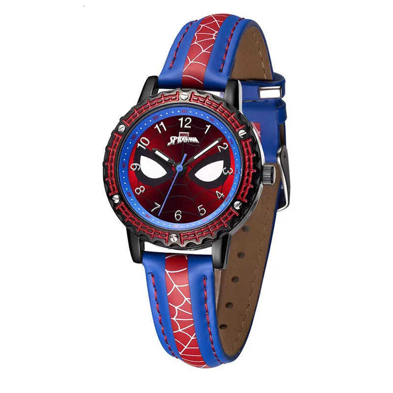 Disney Spider Man Watch Waterproof Luminous Pointer Quartz Watch Leather Watchband Boys Watch Childrens Birthday Christmas Clock Gifts W20250716
