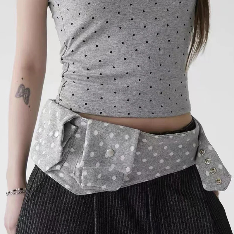 European American Trendy Waist Bag Fashion Polka Dot Elements Pocket Bag Lightweight Pocket Niche Versatile Women Bag 250714