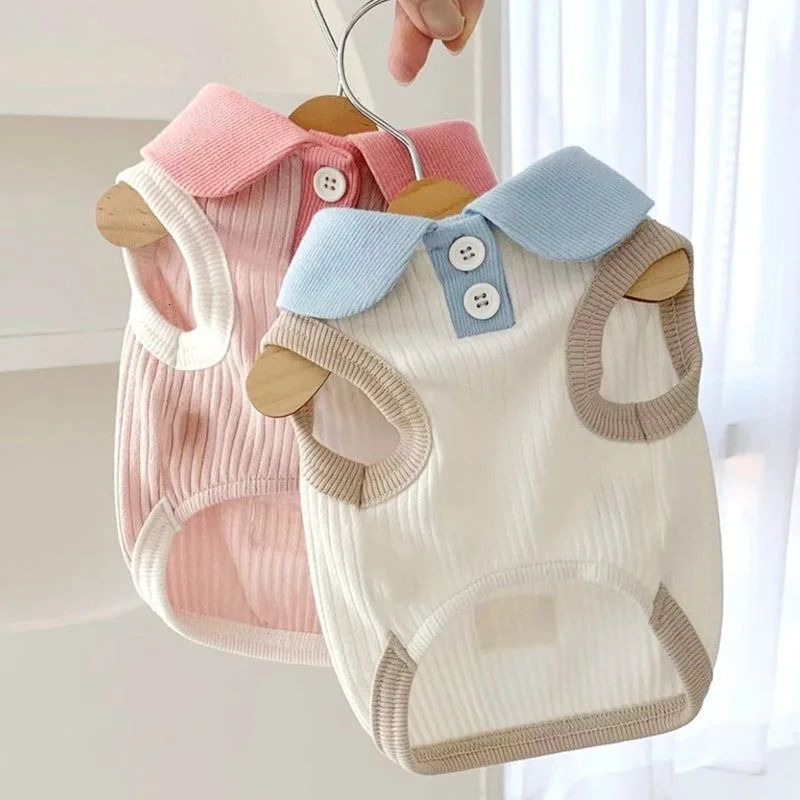 Summer Pet Dog Polo Shirt Breathable Clothes Fashion Puppy Vest Cute Solid Cat Soft Costumes Chihuahua Clothes 250711
