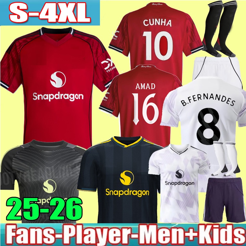 16-4XL 24 25 26 AMAD Soccer Jerseys HOJLUND MAINOO football shirt CASEMIRO B. FERNANDESmen kids kits 2025 2026 CUNHA