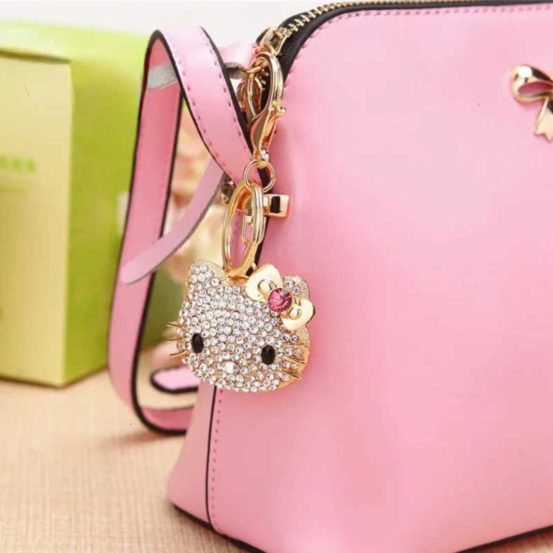 Sanrio Hello Kitty Jewelry Rhinestone Crystal 6 Colors Kitty Cat Shape Pendant Keychain Car Handbag Key Holder Party Kid Birthday Gifts w250716