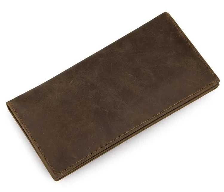 Fashion Vintage Men Women Long Purse Wallet Credit Card Inner Zip Wallets Bifold Crazy Horse Long Wallet Male Female Purse S250716