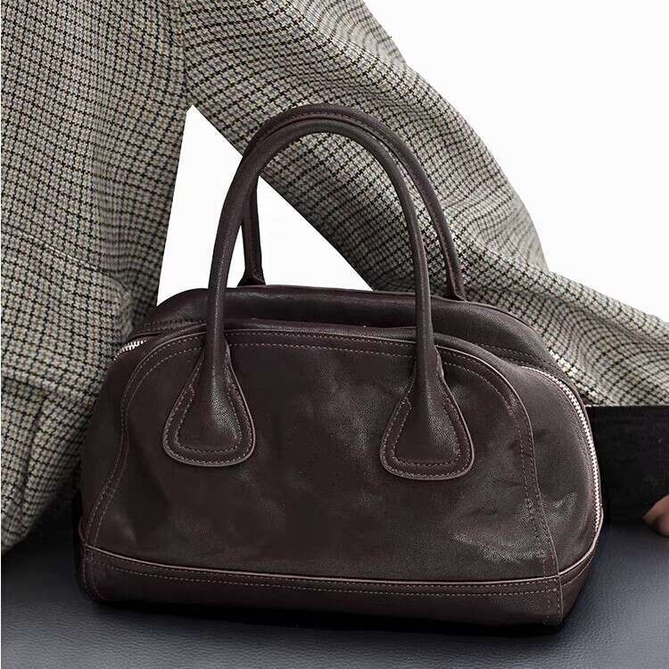 Korean New Niche Bowling Handheld Women's Soft Leather High-Quality Simple Versatile Shoulder Crossbody Bag