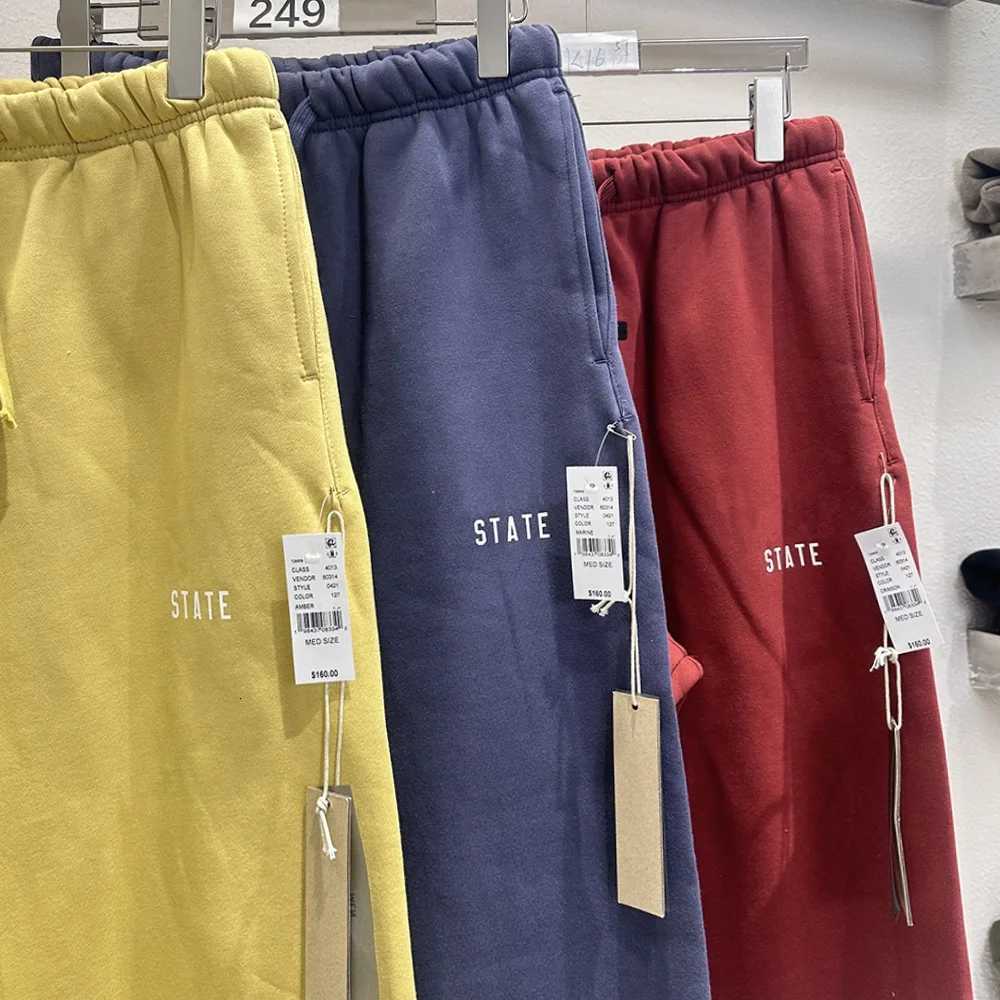 Autumn Collection Sweatpants Men Women Hip Hop Streetwear State Letter Print Drawstring Pants Best Quality Wide Leg Trousers y250716