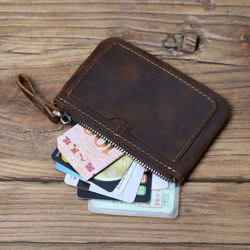 Mini Mens Coin Wallet Retro Leisure First Layer Cowhide Ladys Change Purse Crazy Horse Leather Credit Card Bag ddmynov