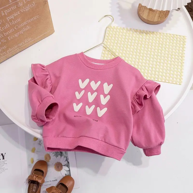 Spring Baby Girls Long Sleeve Tshirt Casual Children Printed Tops Toddler Kid Loose Petal Sleeves Autumn Girl Sweatshirt 250716