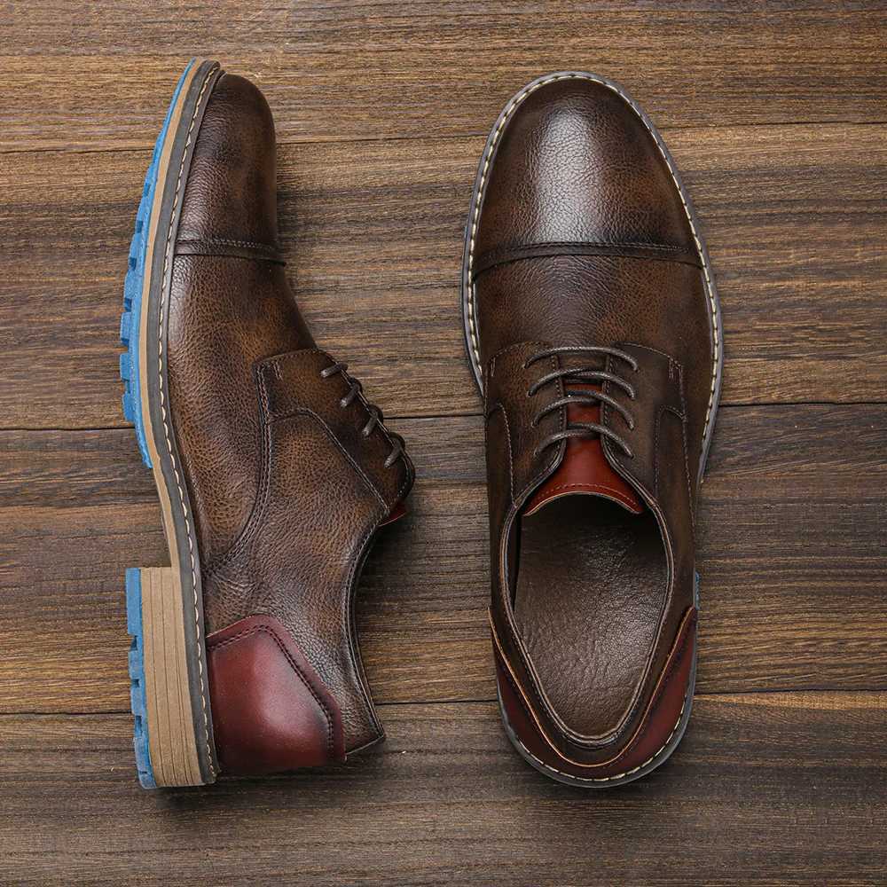 2024 New Mens Retro Derby Shoes Mens Casual Shoes Fashion Mens Leather Shoes W250716