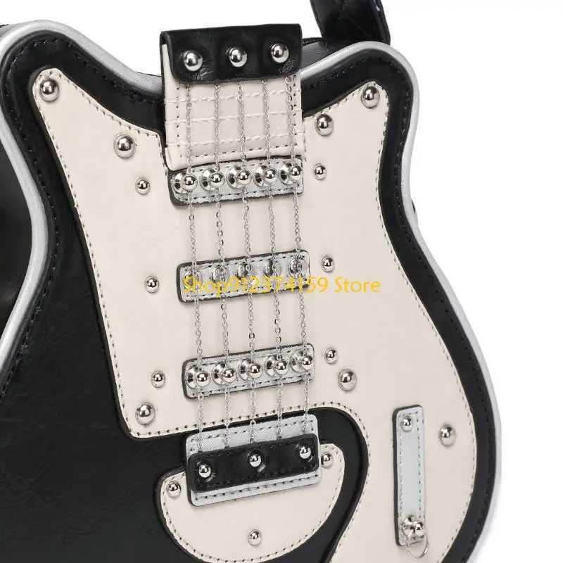 G5AE Trendy PU Leather Crossbody Bag in Guitar Shoulder Bag with Adjustable Strap Suitable for Student and Band Members
