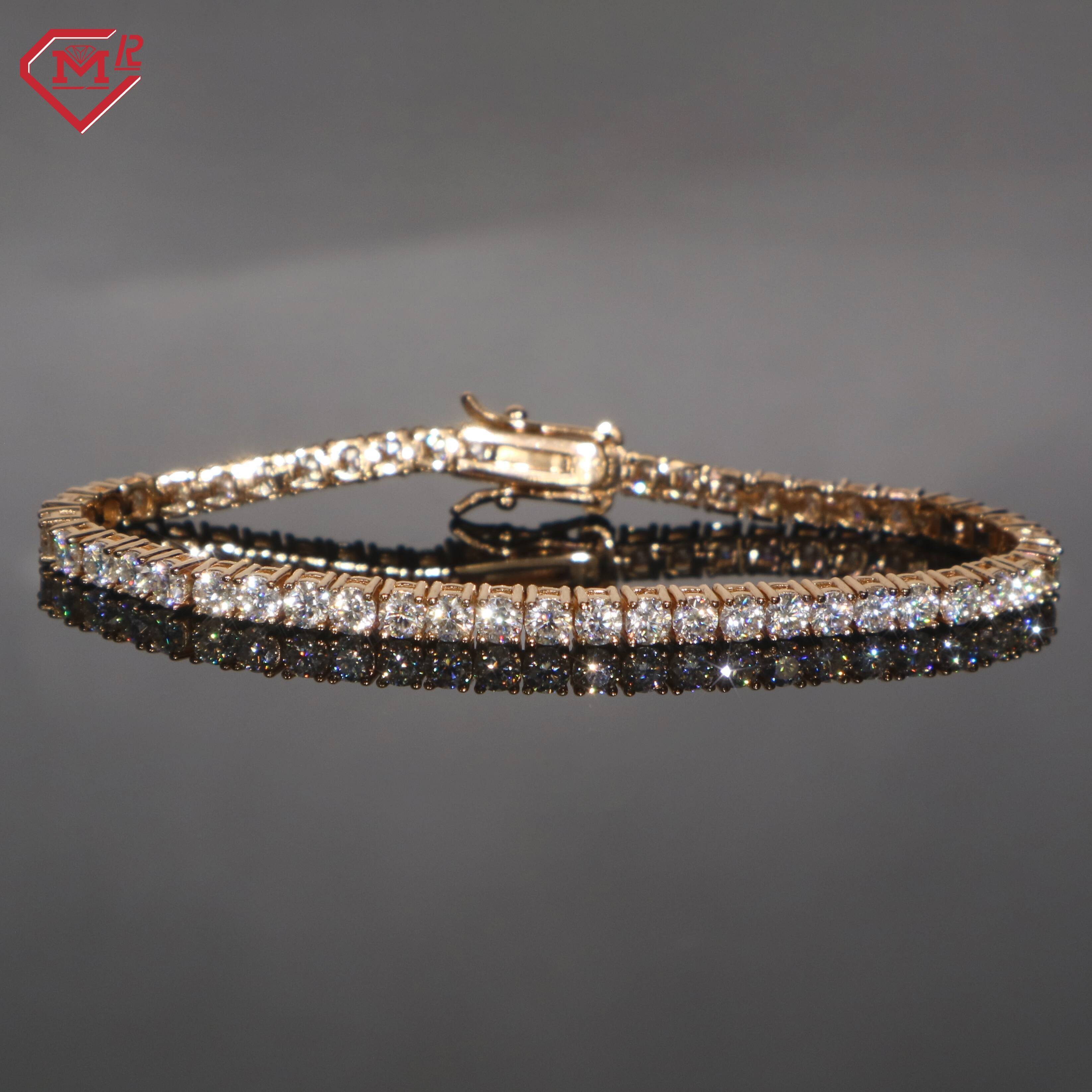 Luxury Moissanite Bracelet Men S925 Custom Rose Gold Vvs Iced Out Moissanite Tennis Bracelet