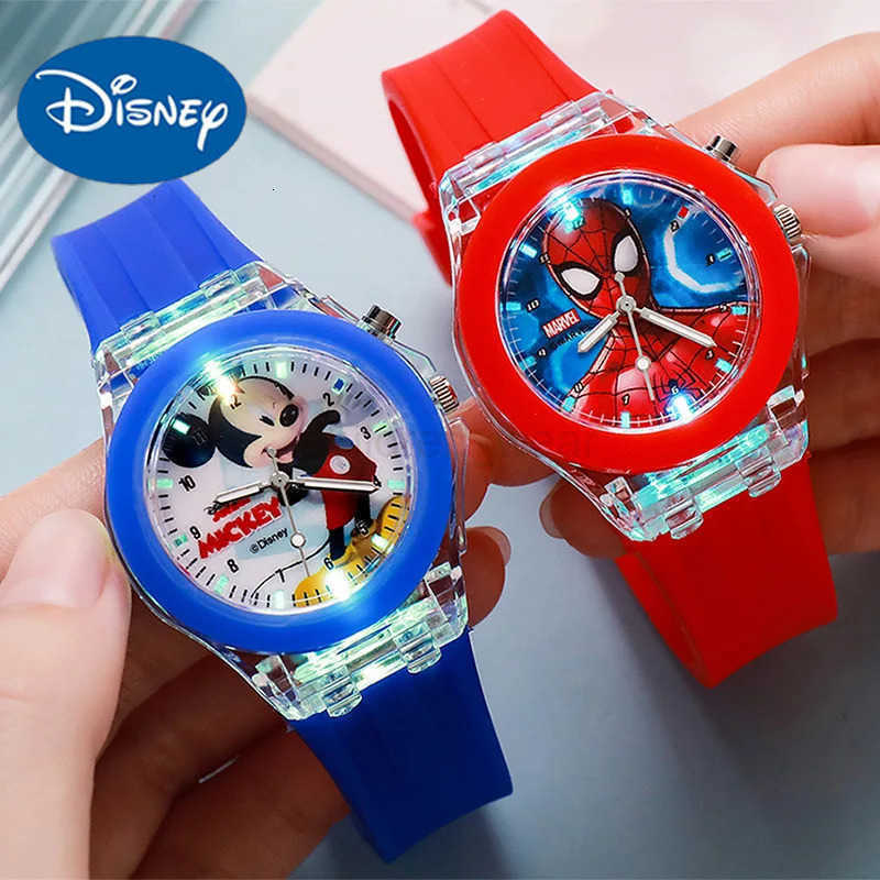 Disney Spider Watch Kids Luminous Watch Cute Silicone Colorful Lights Watch Gifts for Girls Kids Watches W20250716