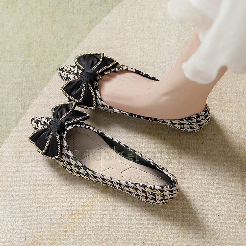 ballet flats heels designer shoes loafers womens shoes fashion elegant bowknot low heel sandals luxury pointed-toe shallow mouth pumps single shoe
