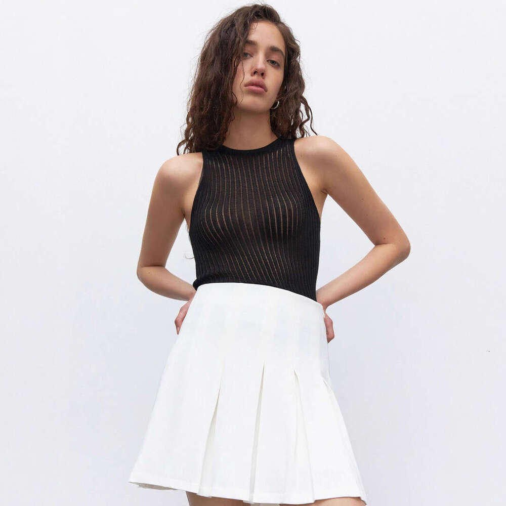 Vest Summer Sexy Hot Girl Ribbed Hollow Out Slim Fit Sleeveless Knitted Top B5