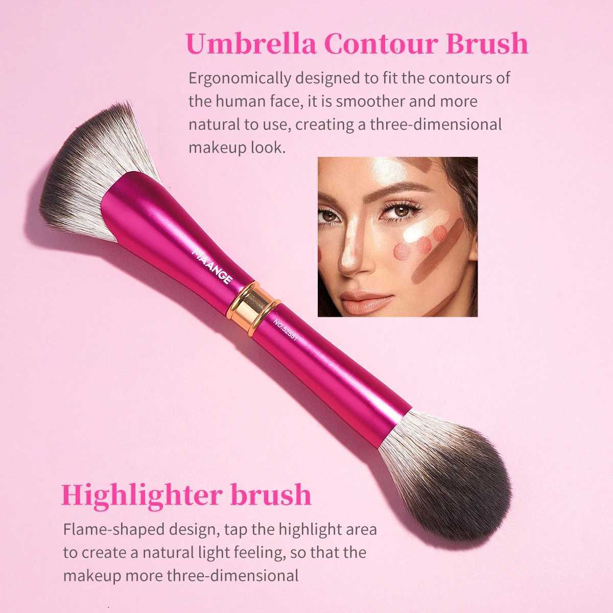 2-in-1 Double-head Fan Makeup Brush Round Top Brush for Liquid Cream Powder Cosmetics Blending for Mothers Day Gift Travel GiftXJ2500716