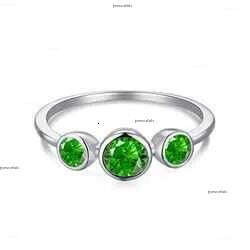 Custom 5A CZ Cubic Zirconia Emerald Stone Green Engagement Ring Dia Sterling Sier jewelry Gold Wedding Rings For Women
