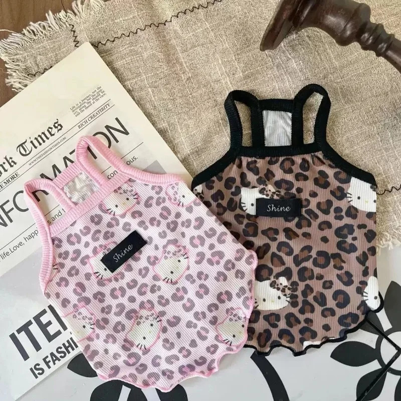 Spring Summer Pet Clothes Spice Girls Wind Suspenders LeopardPrint Kitty Ice Silk And Cool Fabrics Cats Dogs Wear Them 250711