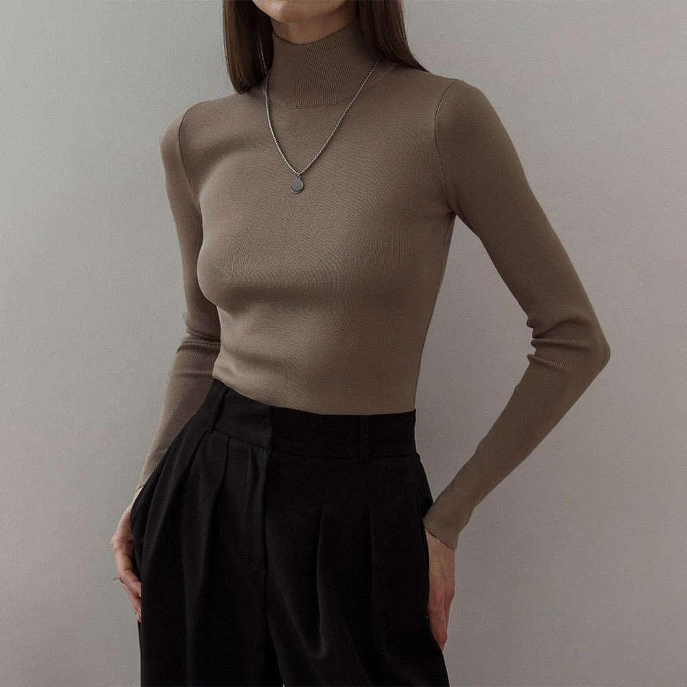 Half Turtleneck Base Shirt Autumn Winter New Elegant Slim Fit Warm Long Sleeve Inner Sweater B5