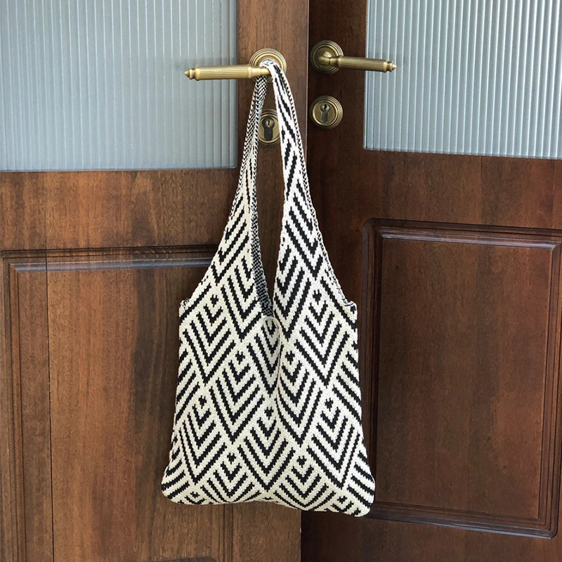Women Knot Shoulder Bag Portable Knitted Tote Bags Phone Key Pouch Trend Travel Handbag Shopping Bags 250714