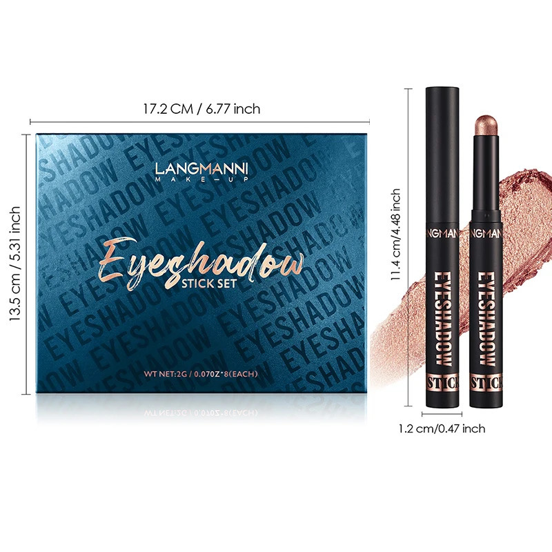 8PCS Neutral and Brown Metallic Eyeshadow Stick Pencil Crayon Set - Long-Lasting Pro Waterproof Satin Finish16 Vibrant Colors 250712