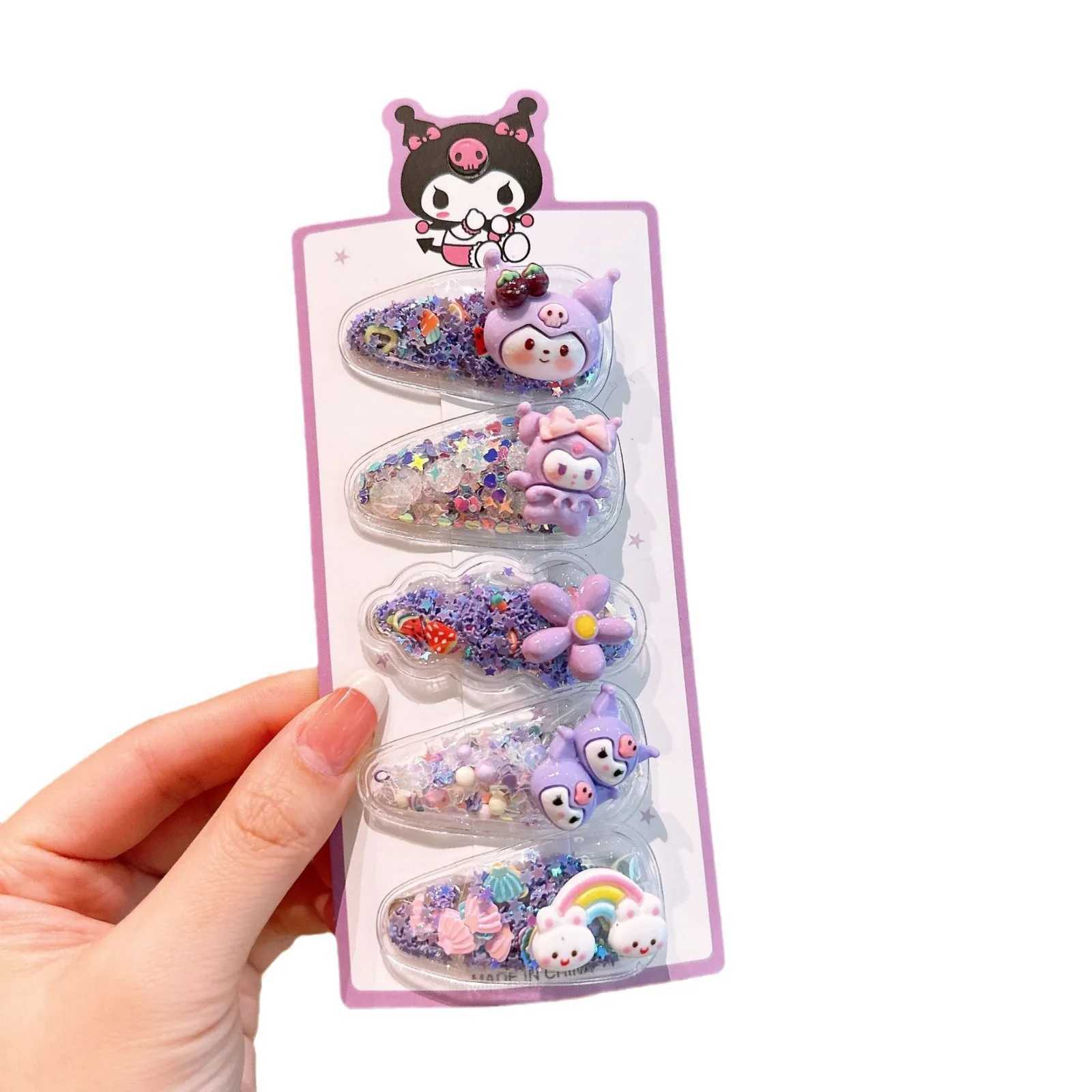 Sanlio Childrens New Style Flowing Sand Clip Cute Hair Clip for Students with Broken Hair BB Clip for Girls Sweet Hair Clipw250716