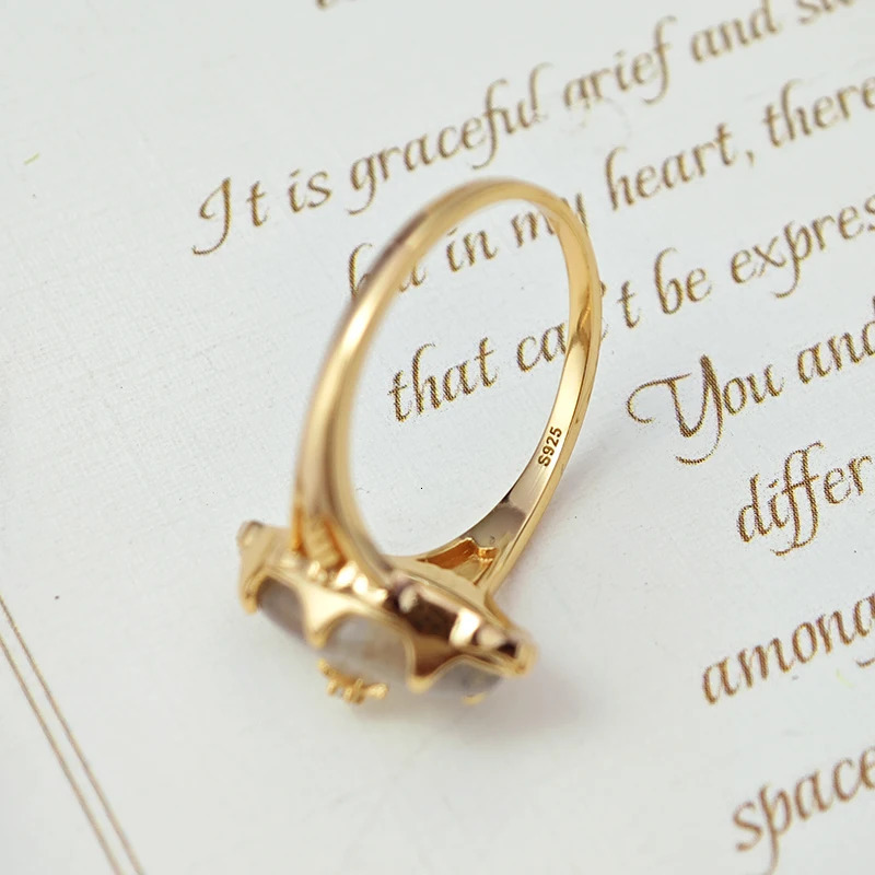 LAMOON Gemstone Labradorite Ring For Women Natural Stone 925 Sterling Silver Gold Vermeil Jewelry Mysterious Sky Vintage Ring 250712