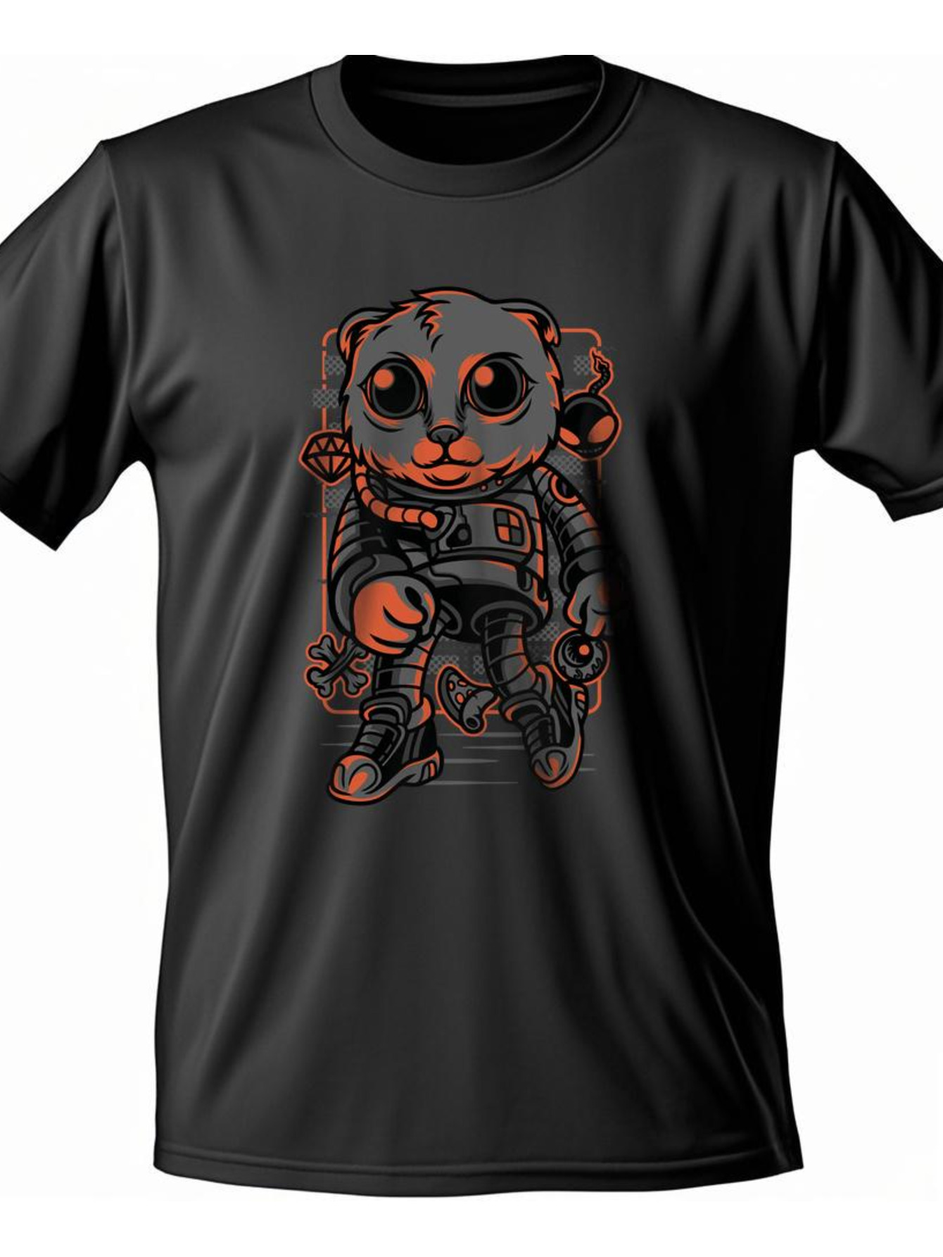 VogueEpoch Men S-3XL Cotton Adult Graphics 180g Short sleeve black Round collar T Shirts tiger White Wed 3d