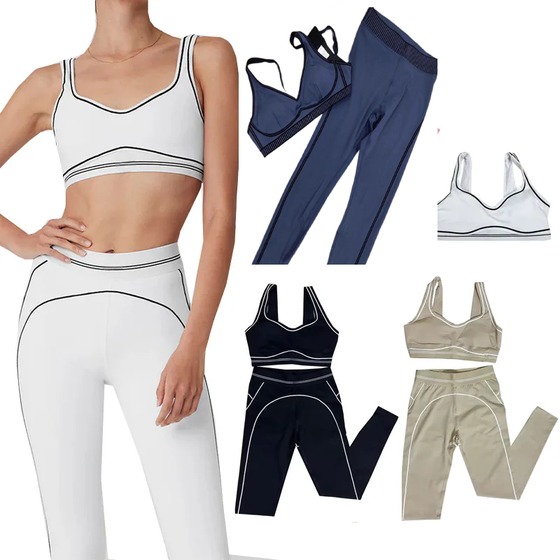 2025 High Quality 2PCS Yoga Set Yoga Sports Bra High-Waist Legging Sportswear Leggings Shoulder Strap Stretch Yoga Pants