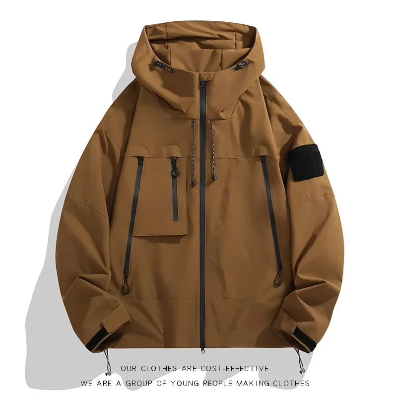 Outdoor Mens Jacket Spring Autumn American Style Functional Trendy Magic Patch Couple Loose Fit Hooded Clothing 250716