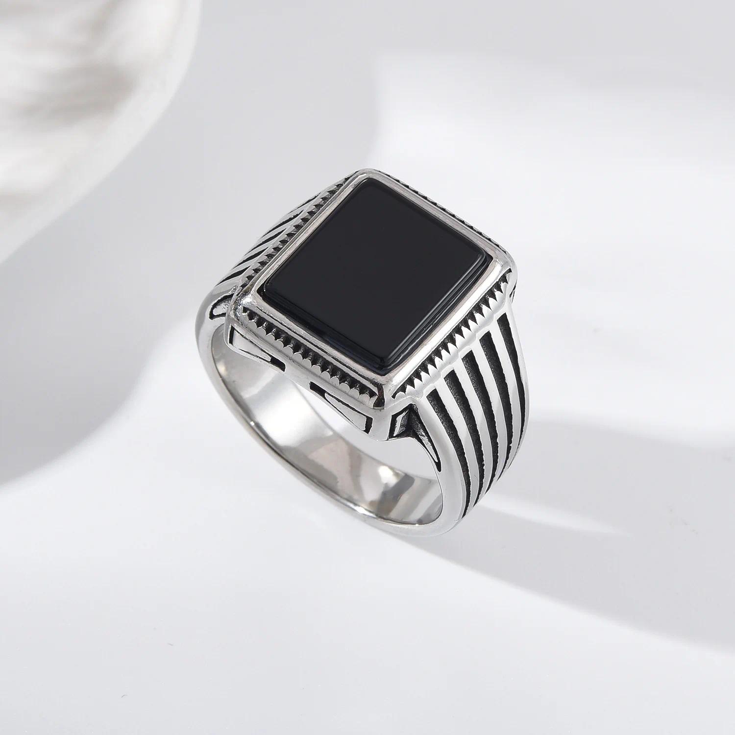 R3511 Exquisite Fashion Men's Stainless Steel Agate Tiger Eye Ring with Vintage,Factory Direct Sales
