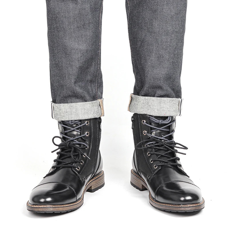 Fashion Double Shoelace Men Boots British Style Fashion Men Ankle Boots With Zipper#AL651 250715