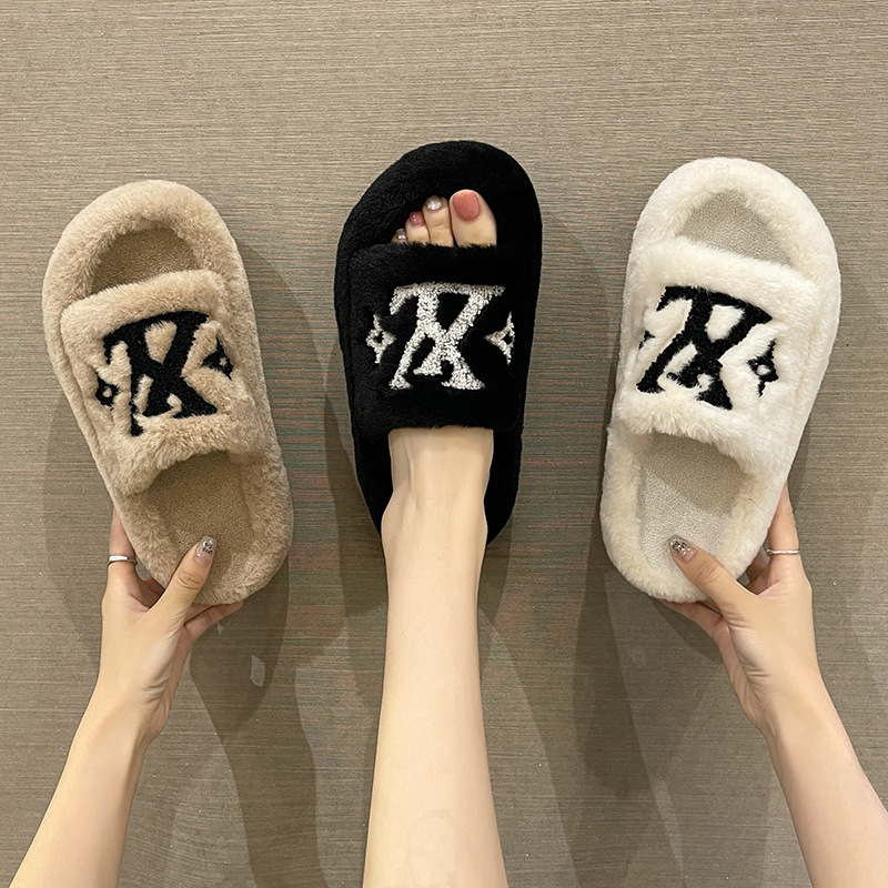 2025 Autumn Winter New Style Letter Print Thick sole 5cm Cotton Slippers Womens Indoor Outdoor Comfortable Versatile Warm Slipper Multiple Color Options Available