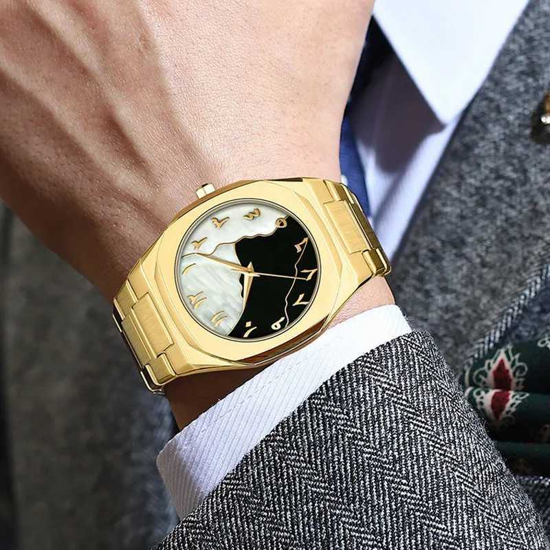 Top Brand Mens Business Personality Simple Trend Gold Steel Belt Waterproof M Fashion Quartz Clock Wristwatch Gift Y250715