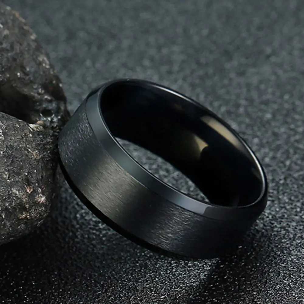 1pc Mens Fashionable Stainless Steel Black Trendy Ring S250716