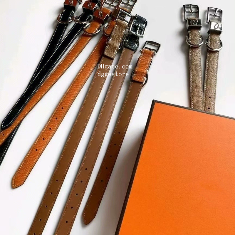 Designer Collars, Luxury Cowhide Leather Pets Collar with Metal Charm, High End Hardware Accessories, Necklace for Puppy Cats Fashion Dog Birthday Gif