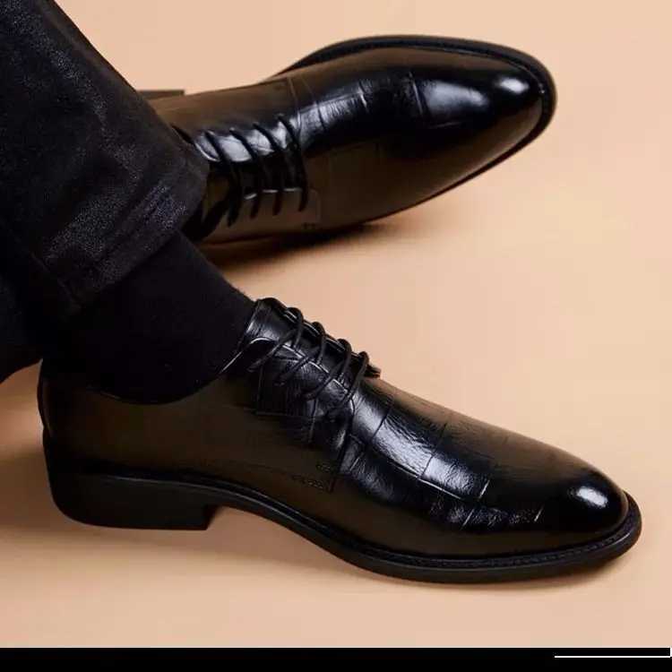 New Black Men Suit Shoes Party Mens Dress Shoes Italian Leather Mens Formal Shoes Office Mens Social Shoes Y250715