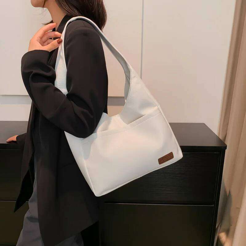 Simple Shoulder Vintage Armpit Large Capacity Girls Handbag Tote Textured Commuter Women's Bag PU Mater