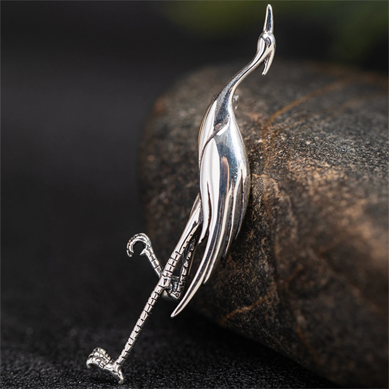 MeiBaPJ 925 Sterling Original Red-Crowned Crane Needle Lapel Dress Brooch Men and Women Fine Charm Party Jewelry 250712