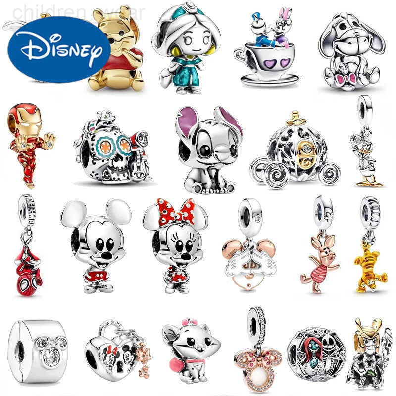 Disney 100th Anniversary Stitch Princess Pumpkin Cart Mickey Minnie Figure Model Dumbo Charm Beads Fit Bracelets Anime Jewelry Accessory W20250716