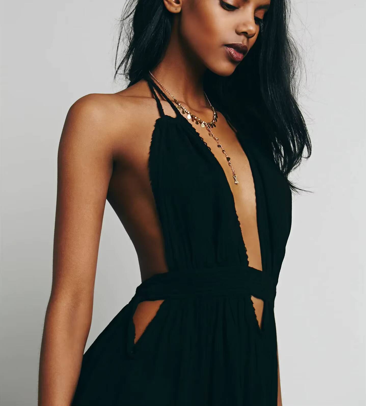 Canwedance Beach Sundress V Neck Backless Sexy Holiday Cotton Maxi Dresses Boho Vestidos Vacation Strapless Dress dongdumaoyi