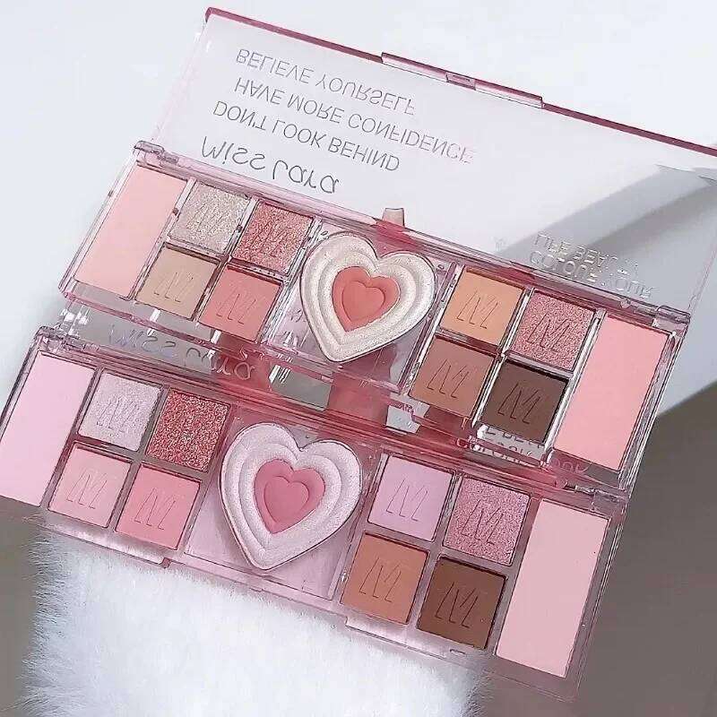 12Colors Love Heart Pink Eyeshadow Palette Natural Cool Tone Low Saturation Matte Eye Shadow Pallet Brown Korean Makeup Cosmetic X250