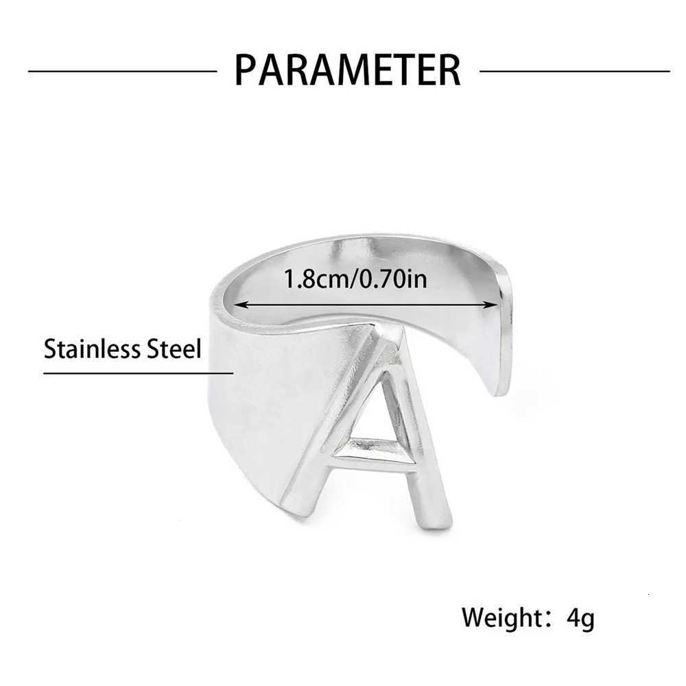 A-Z Letter Initial Name Ring Silver Color Stainless Steel Adjustable Opening 26 Alphabet Rings for Men Women Party Jewelry Gift S250716