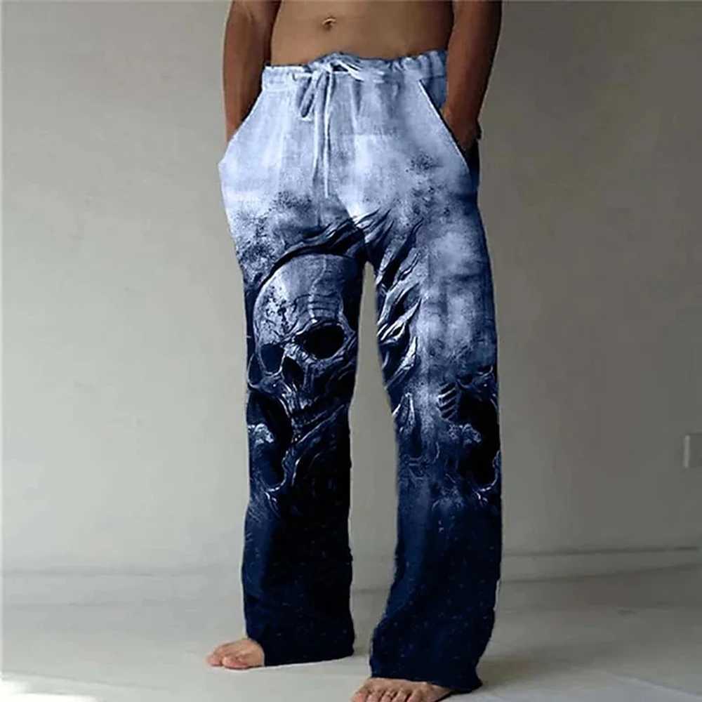 Mens Trousers Summer Pants Beach Pants Drawstring Elastic Waist 3D Print Skull Graphic Prints Casual Daily Holiday Streetwear y250716