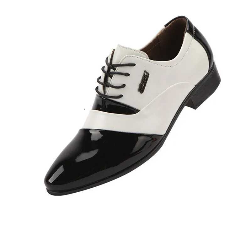 New Black Leather Low Top Soft Men Dress Shoes Solid Color Men Premium Patent Leather Shoes White Wedding Shoes Size 38-44 Y250715